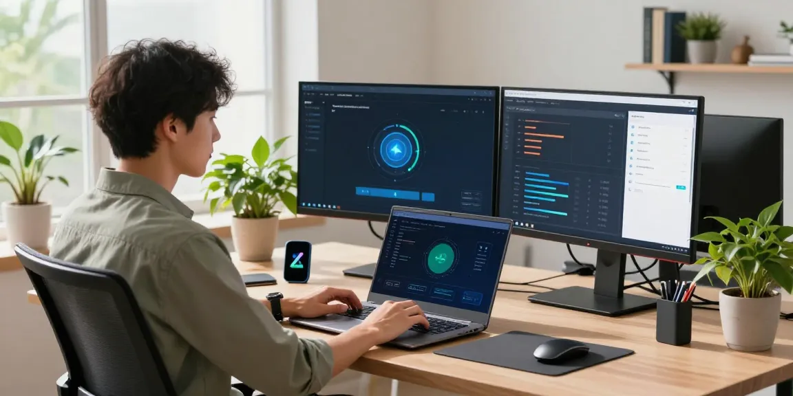 快连 network acceleration software enhancing productivity in a modern tech workspace.